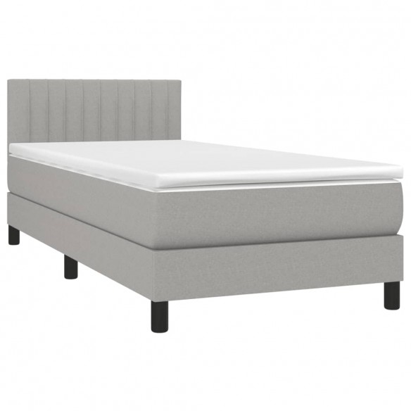 Cadre de lit avec matelas Gris clair 100x200cm Tissu