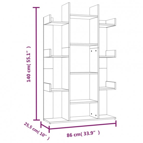 Bibliothèque Sonoma gris 86x25,5x140 cm Bois d'ingénierie