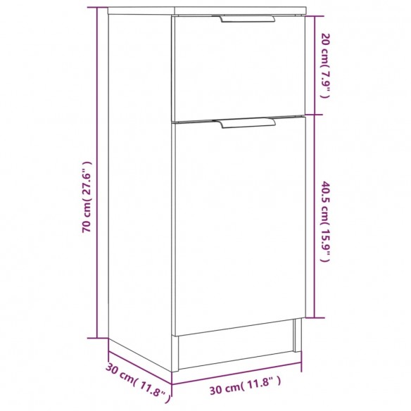 Buffet Chêne sonoma 30x30x70 cm Bois d'ingénierie