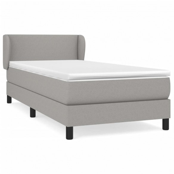 Cadre de lit avec matelas Gris clair 100x200cm Tissu