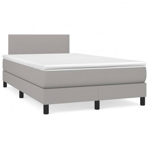 Cadre de lit avec matelas Gris clair 120x200cm Tissu