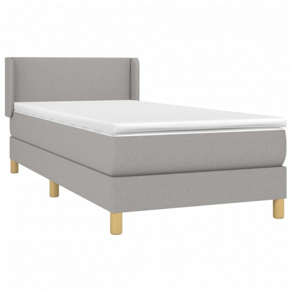 Cadre de lit avec matelas Gris clair 100x200cm Tissu