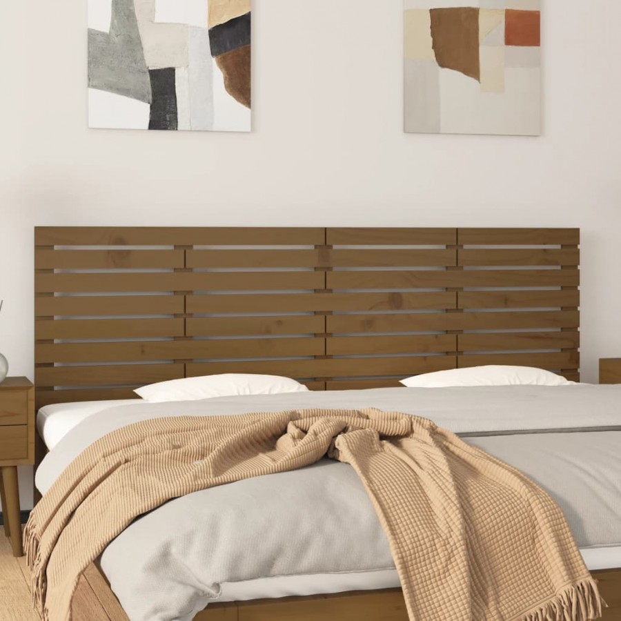 Tête de lit murale Marron miel 186x3x63 cm Bois massif de pin