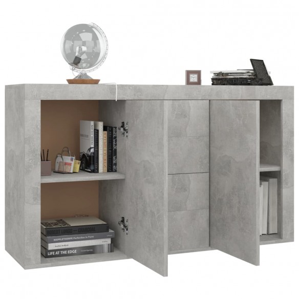 Buffet Gris béton 120x36x69 cm Aggloméré