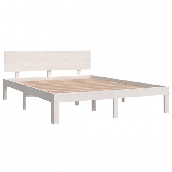 Cadre de lit Blanc Bois de pin massif 140x190 cm