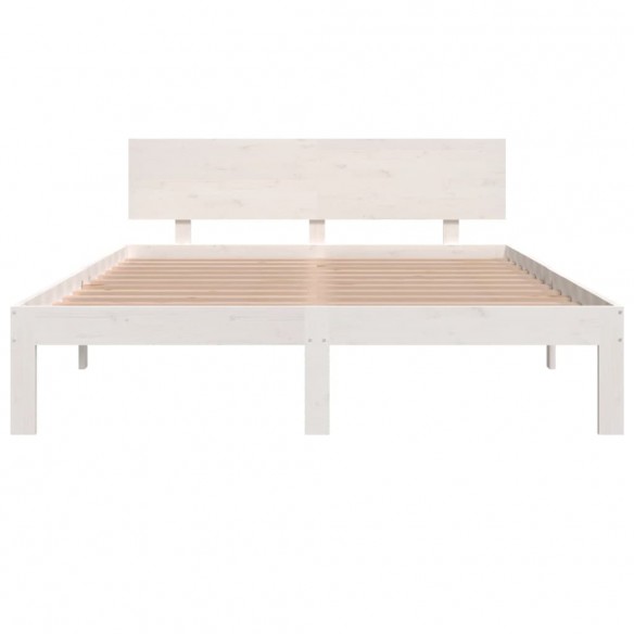 Cadre de lit Blanc Bois de pin massif 140x190 cm