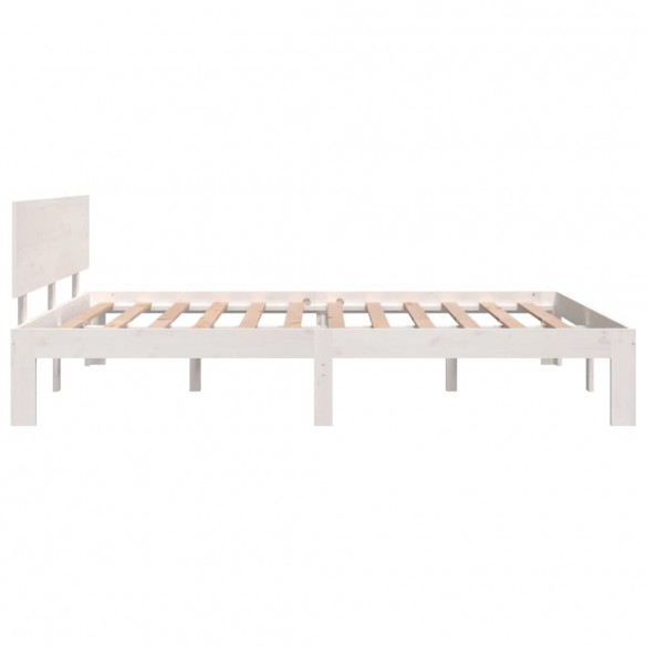 Cadre de lit Blanc Bois de pin massif 140x190 cm