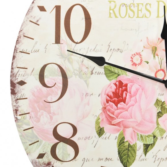 Horloge murale vintage Fleur 60 cm