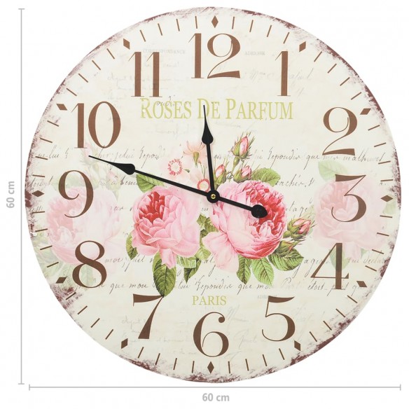 Horloge murale vintage Fleur 60 cm