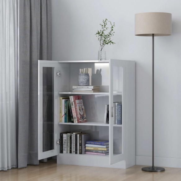 Armoire à vitrine Blanc brillant 82,5x30,5x115 cm Aggloméré