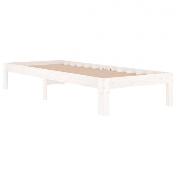 Cadre de lit Blanc Bois massif 75x190 cm Petit simple