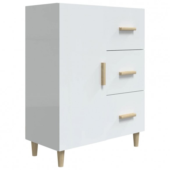 Buffet Blanc brillant 69,5x34x90 cm Bois d'ingénierie