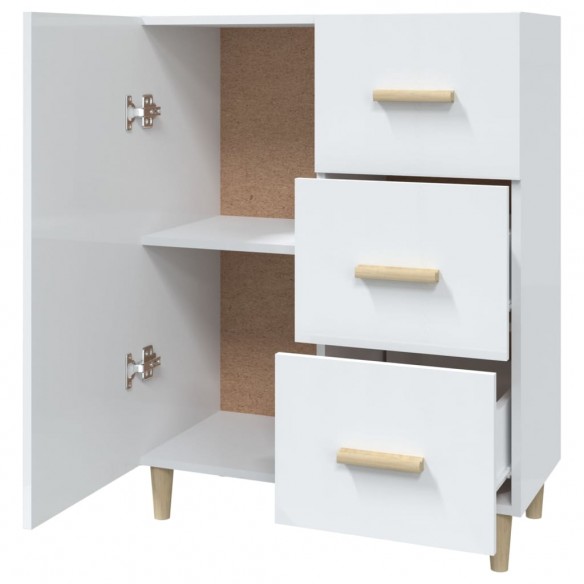 Buffet Blanc brillant 69,5x34x90 cm Bois d'ingénierie