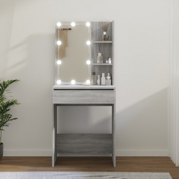 Coiffeuse avec LED Sonoma gris 60x40x140 cm