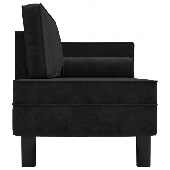 Chaise longue avec coussins et traversin noir velours