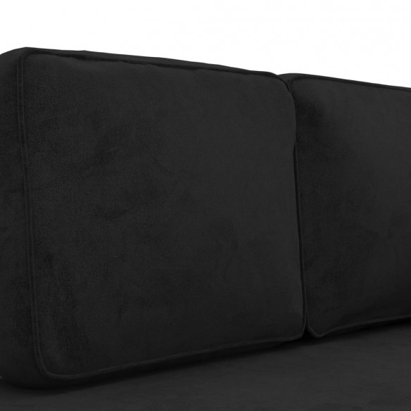 Chaise longue avec coussins et traversin noir velours