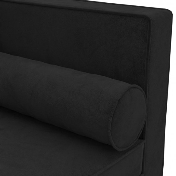 Chaise longue avec coussins et traversin noir velours