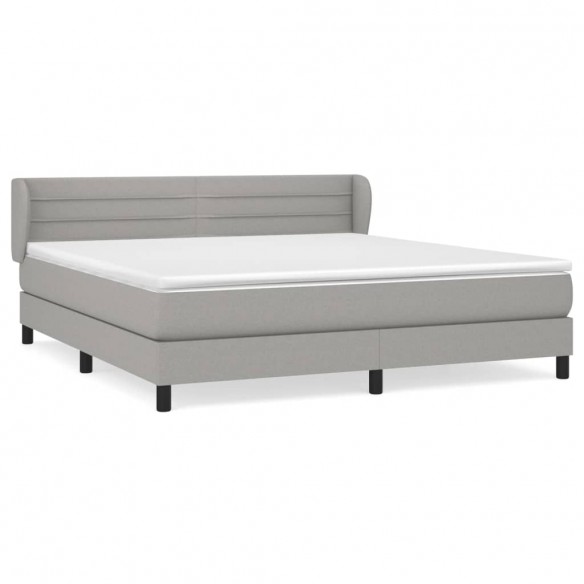 Cadre de lit avec matelas Gris clair 160x200cm Tissu