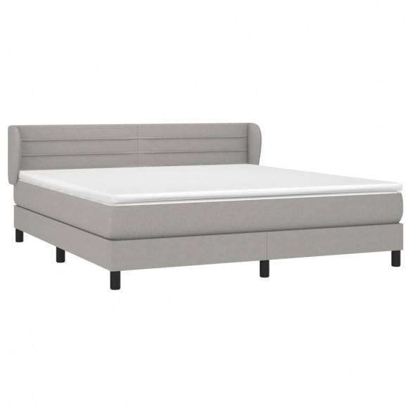 Cadre de lit avec matelas Gris clair 160x200cm Tissu