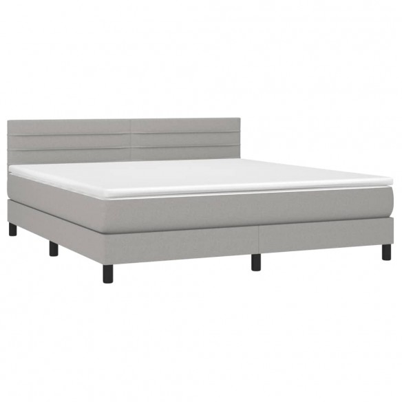 Cadre de lit avec matelas Gris clair 160x200cm Tissu