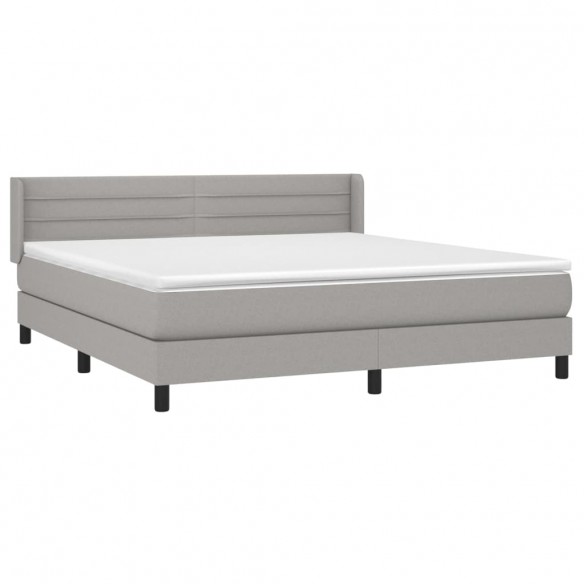 Cadre de lit avec matelas Gris clair 160x200cm Tissu