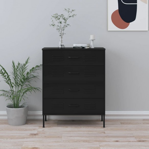 Commode Noir 80x35x101,5 cm Acier