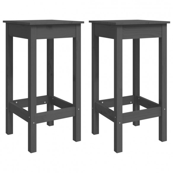 Ensemble de bar 3 pcs Gris Bois de pin massif