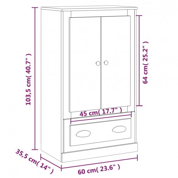 Buffet haut blanc 60x35,5x103,5 cm bois d'ingénierie