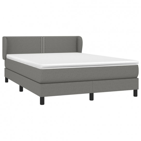 Cadre de lit avec matelas Gris foncé 140x200cm Tissu