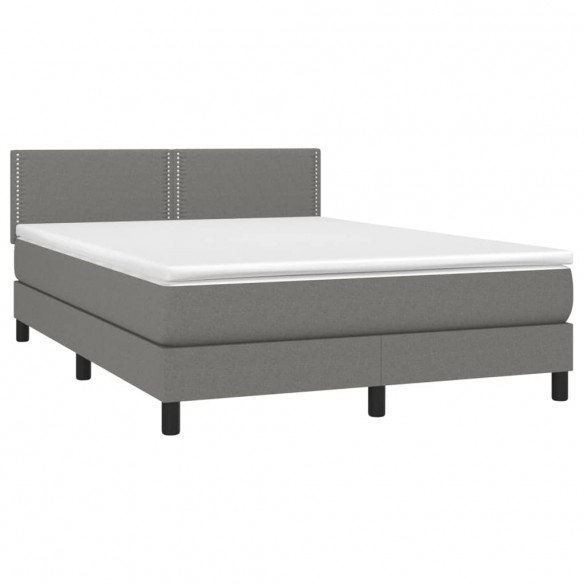 Cadre de lit avec matelas Gris foncé 140x200cm Tissu