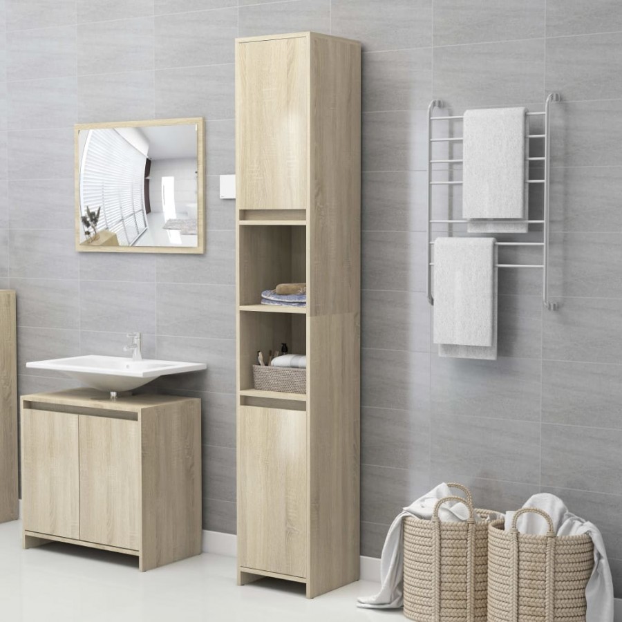 Armoire de salle de bain Chêne sonoma 30x30x183,5 cm Aggloméré