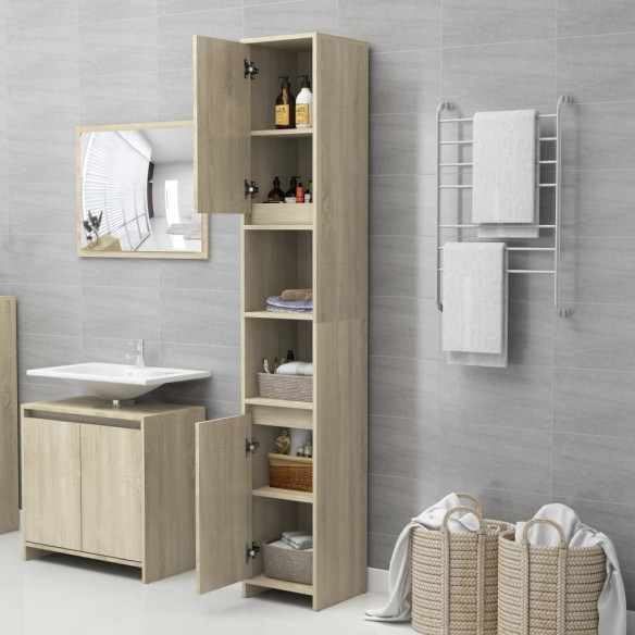 Armoire de salle de bain Chêne sonoma 30x30x183,5 cm Aggloméré