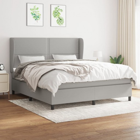 Cadre de lit avec matelas Gris clair 180x200cm Tissu