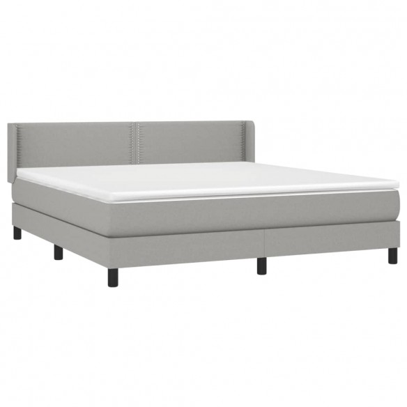 Cadre de lit avec matelas Gris clair 180x200cm Tissu