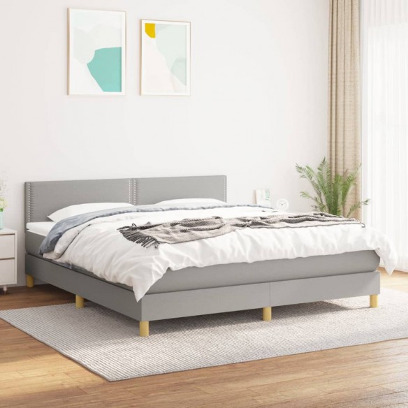 Cadre de lit avec matelas Gris clair 180x200cm Tissu