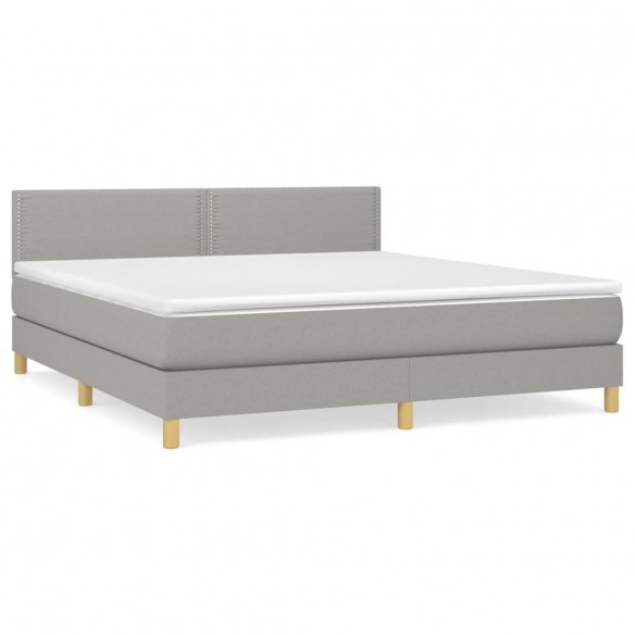 Cadre de lit avec matelas Gris clair 180x200cm Tissu