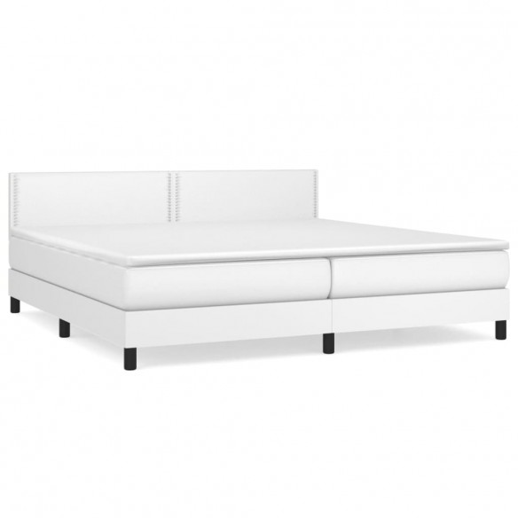 Cadre de lit avec matelas Blanc 200x200cm Similicuir