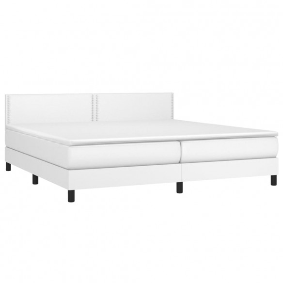 Cadre de lit avec matelas Blanc 200x200cm Similicuir