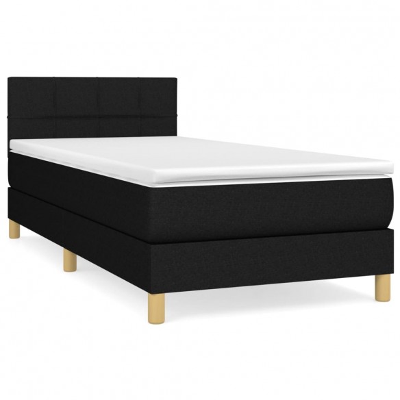 Cadre de lit avec matelas Noir 90x200 cm Tissu