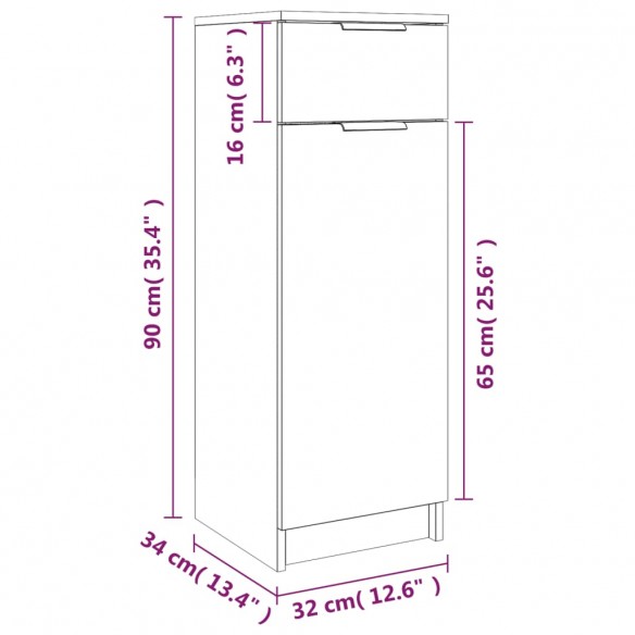 Armoire de bain Sonoma gris 32x34x90 cm Bois d'ingénierie