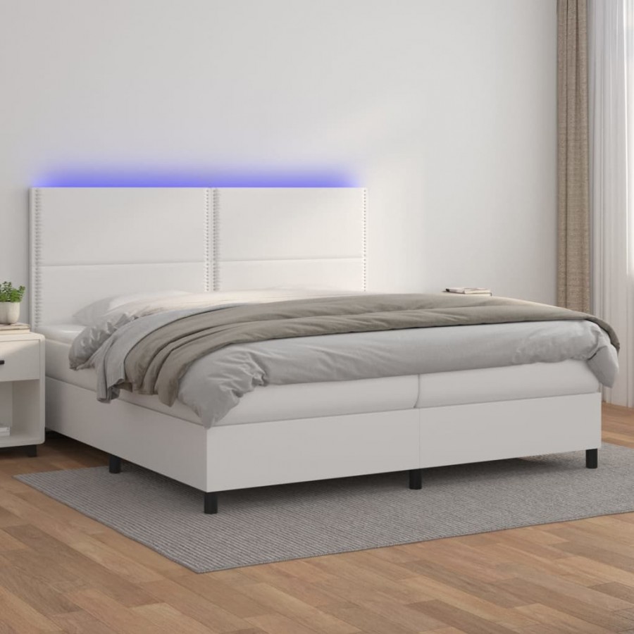 Cadre de lit avec matelas et LED Blanc 200x200 cm