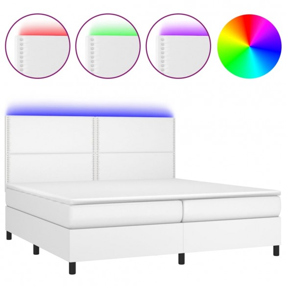 Cadre de lit avec matelas et LED Blanc 200x200 cm