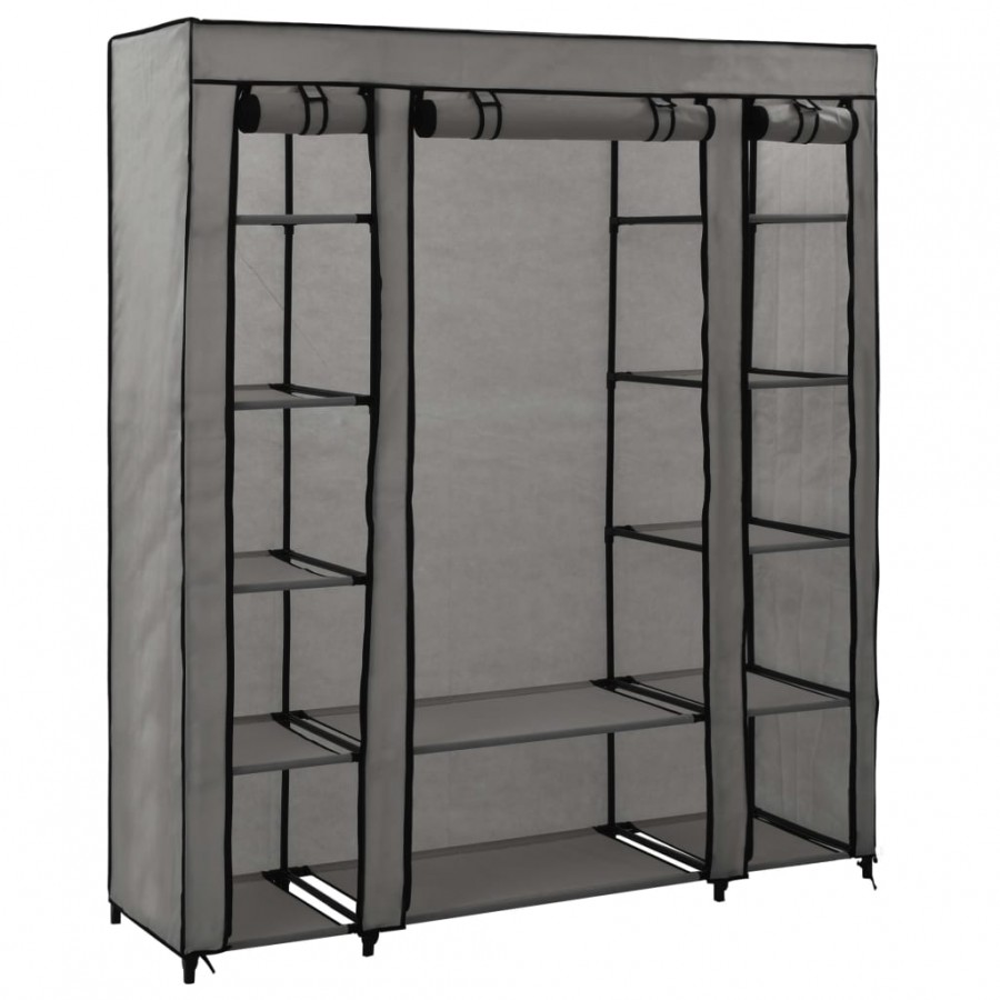 Armoire avec compartiments et tiges Gris 150x45x176 cm Tissu