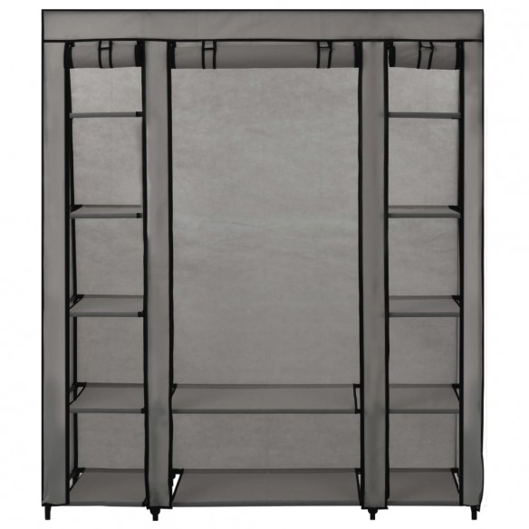 Armoire avec compartiments et tiges Gris 150x45x176 cm Tissu