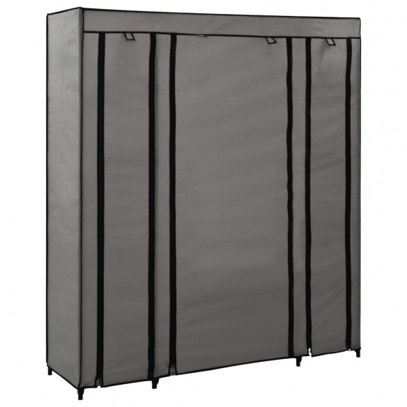 Armoire avec compartiments et tiges Gris 150x45x176 cm Tissu