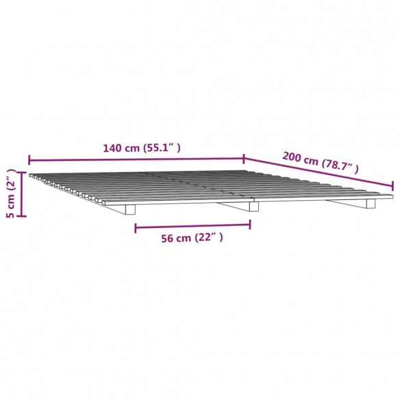 Cadre de lit blanc 140x200 cm bois de pin massif