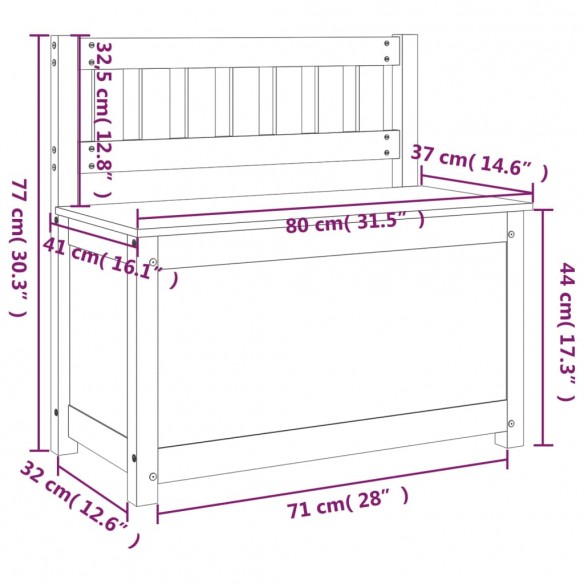 Banc Noir 80x41x77 cm Bois de pin massif