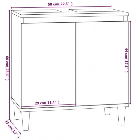 Meuble d'évier blanc 58x33x60 cm bois d'ingénierie