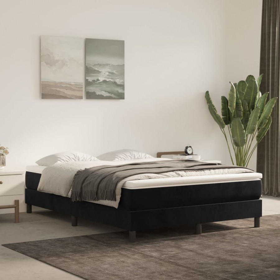 Cadre de lit avec matelas Noir 140x190 cm Velours