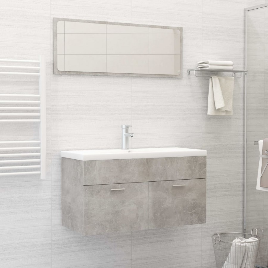 Ensemble de meubles de salle de bain 2 pcs Gris béton Aggloméré